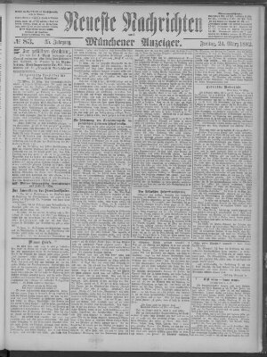 Neueste Nachrichten und Münchener Anzeiger (Münchner neueste Nachrichten) Freitag 24. März 1882