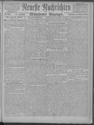 Neueste Nachrichten und Münchener Anzeiger (Münchner neueste Nachrichten) Mittwoch 29. März 1882