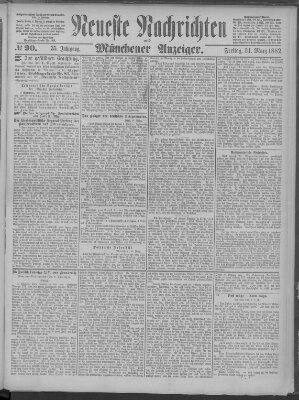 Neueste Nachrichten und Münchener Anzeiger (Münchner neueste Nachrichten) Freitag 31. März 1882