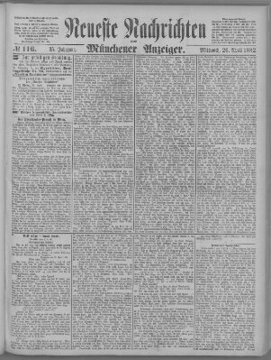 Neueste Nachrichten und Münchener Anzeiger (Münchner neueste Nachrichten) Mittwoch 26. April 1882