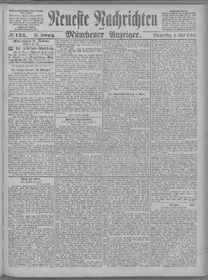 Neueste Nachrichten und Münchener Anzeiger (Münchner neueste Nachrichten) Donnerstag 4. Mai 1882