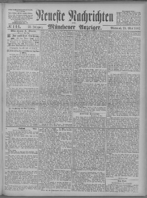 Neueste Nachrichten und Münchener Anzeiger (Münchner neueste Nachrichten) Mittwoch 24. Mai 1882