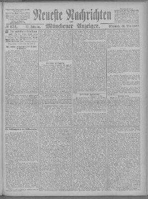 Neueste Nachrichten und Münchener Anzeiger (Münchner neueste Nachrichten) Mittwoch 31. Mai 1882