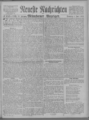 Neueste Nachrichten und Münchener Anzeiger (Münchner neueste Nachrichten) Sonntag 4. Juni 1882