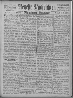 Neueste Nachrichten und Münchener Anzeiger (Münchner neueste Nachrichten) Mittwoch 21. Juni 1882