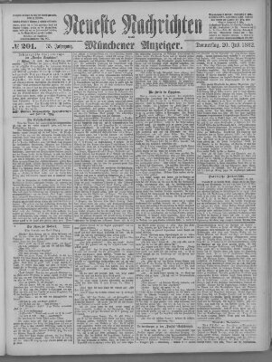 Neueste Nachrichten und Münchener Anzeiger (Münchner neueste Nachrichten) Donnerstag 20. Juli 1882