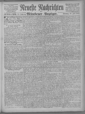 Neueste Nachrichten und Münchener Anzeiger (Münchner neueste Nachrichten) Sonntag 30. Juli 1882