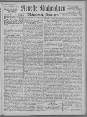 Neueste Nachrichten und Münchener Anzeiger (Münchner neueste Nachrichten) Donnerstag 3. August 1882