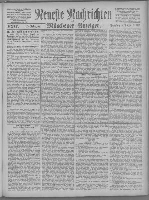 Neueste Nachrichten und Münchener Anzeiger (Münchner neueste Nachrichten) Samstag 5. August 1882