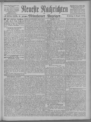 Neueste Nachrichten und Münchener Anzeiger (Münchner neueste Nachrichten) Sonntag 6. August 1882