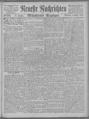 Neueste Nachrichten und Münchener Anzeiger (Münchner neueste Nachrichten) Mittwoch 9. August 1882