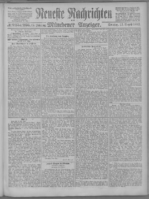 Neueste Nachrichten und Münchener Anzeiger (Münchner neueste Nachrichten) Sonntag 13. August 1882