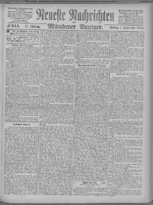 Neueste Nachrichten und Münchener Anzeiger (Münchner neueste Nachrichten) Freitag 1. September 1882