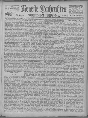 Neueste Nachrichten und Münchener Anzeiger (Münchner neueste Nachrichten) Mittwoch 13. September 1882