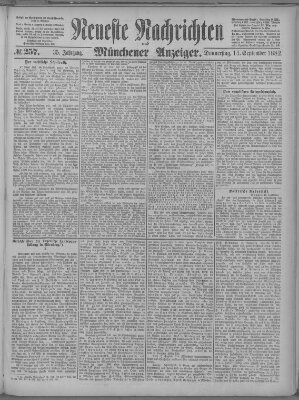 Neueste Nachrichten und Münchener Anzeiger (Münchner neueste Nachrichten) Donnerstag 14. September 1882