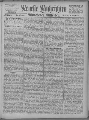 Neueste Nachrichten und Münchener Anzeiger (Münchner neueste Nachrichten) Samstag 16. September 1882