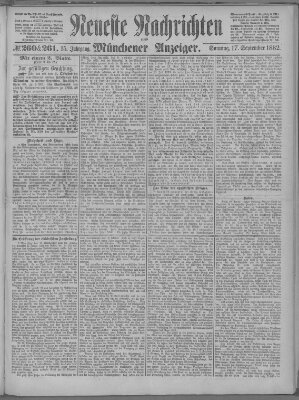 Neueste Nachrichten und Münchener Anzeiger (Münchner neueste Nachrichten) Sonntag 17. September 1882