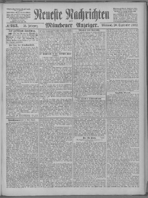 Neueste Nachrichten und Münchener Anzeiger (Münchner neueste Nachrichten) Mittwoch 20. September 1882