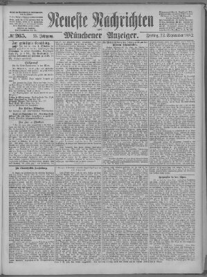 Neueste Nachrichten und Münchener Anzeiger (Münchner neueste Nachrichten) Freitag 22. September 1882