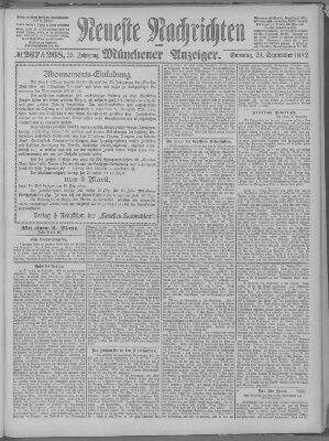 Neueste Nachrichten und Münchener Anzeiger (Münchner neueste Nachrichten) Sonntag 24. September 1882