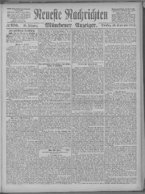 Neueste Nachrichten und Münchener Anzeiger (Münchner neueste Nachrichten) Dienstag 26. September 1882