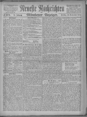 Neueste Nachrichten und Münchener Anzeiger (Münchner neueste Nachrichten) Freitag 29. September 1882