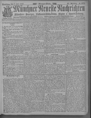 Münchner neueste Nachrichten Samstag 2. Juli 1887