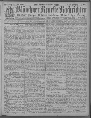 Münchner neueste Nachrichten Dienstag 12. Juli 1887