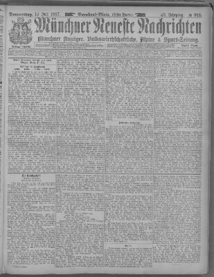 Münchner neueste Nachrichten Donnerstag 14. Juli 1887