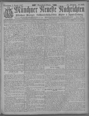 Münchner neueste Nachrichten Dienstag 2. August 1887