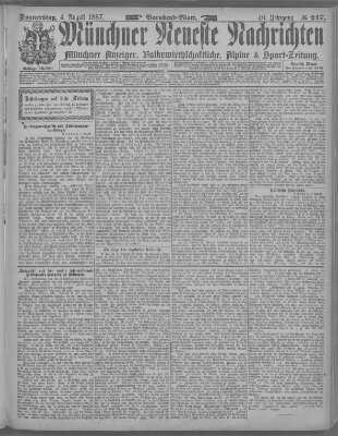 Münchner neueste Nachrichten Donnerstag 4. August 1887