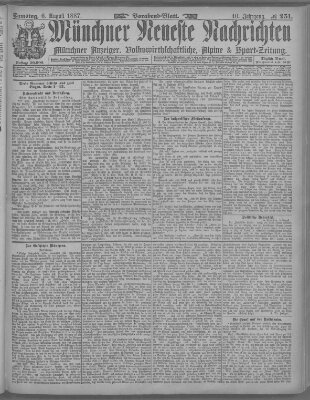 Münchner neueste Nachrichten Samstag 6. August 1887