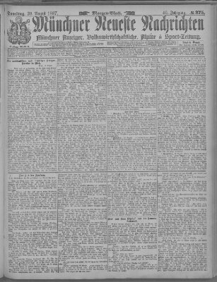 Münchner neueste Nachrichten Samstag 20. August 1887