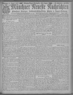 Münchner neueste Nachrichten Sonntag 21. August 1887