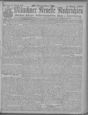 Münchner neueste Nachrichten Samstag 27. August 1887