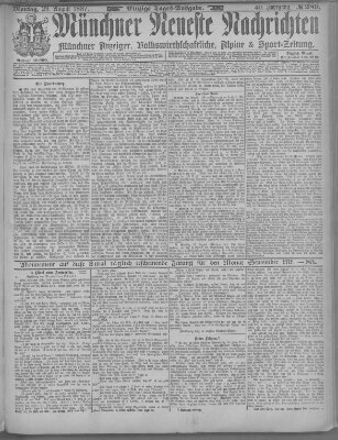 Münchner neueste Nachrichten Montag 29. August 1887