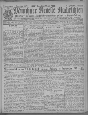 Münchner neueste Nachrichten Donnerstag 1. September 1887