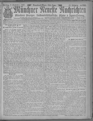 Münchner neueste Nachrichten Freitag 2. September 1887