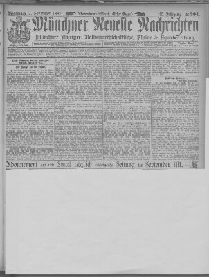 Münchner neueste Nachrichten Mittwoch 7. September 1887