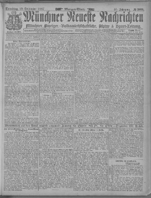 Münchner neueste Nachrichten Samstag 10. September 1887