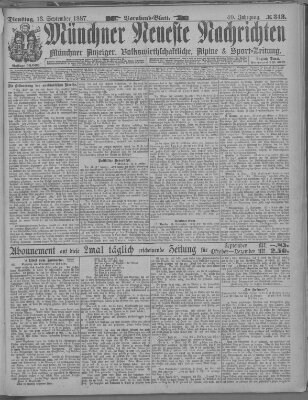 Münchner neueste Nachrichten Dienstag 13. September 1887