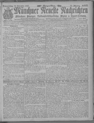 Münchner neueste Nachrichten Donnerstag 15. September 1887