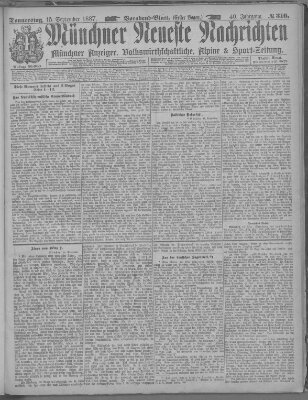 Münchner neueste Nachrichten Donnerstag 15. September 1887