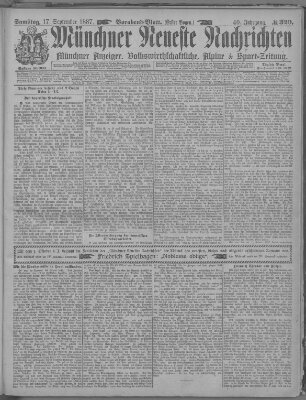 Münchner neueste Nachrichten Samstag 17. September 1887