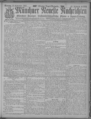 Münchner neueste Nachrichten Montag 19. September 1887