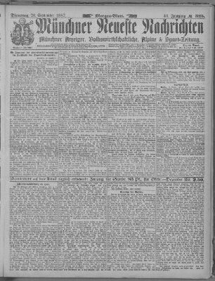 Münchner neueste Nachrichten Dienstag 20. September 1887