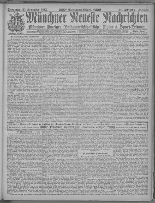 Münchner neueste Nachrichten Dienstag 20. September 1887