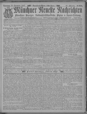 Münchner neueste Nachrichten Sonntag 25. September 1887