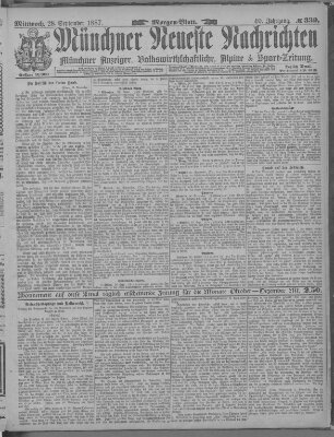 Münchner neueste Nachrichten Mittwoch 28. September 1887