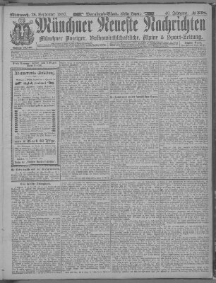 Münchner neueste Nachrichten Mittwoch 28. September 1887